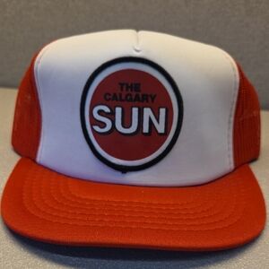 NWOT CALGARY SUN Red and White Trucker Hat
